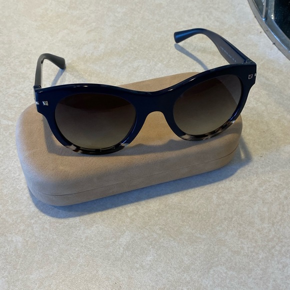 Valentino Blue Ice Havana Gray Frame Sunglasses - Picture 2 of 8